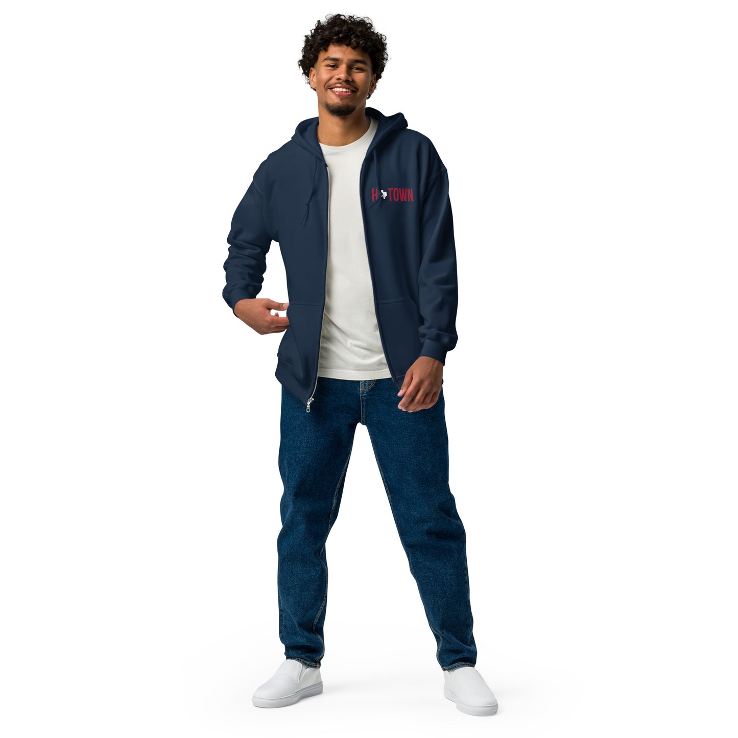 HTOWN Texas Red and Navy Unisex Heavy Blend Zip Hoodie