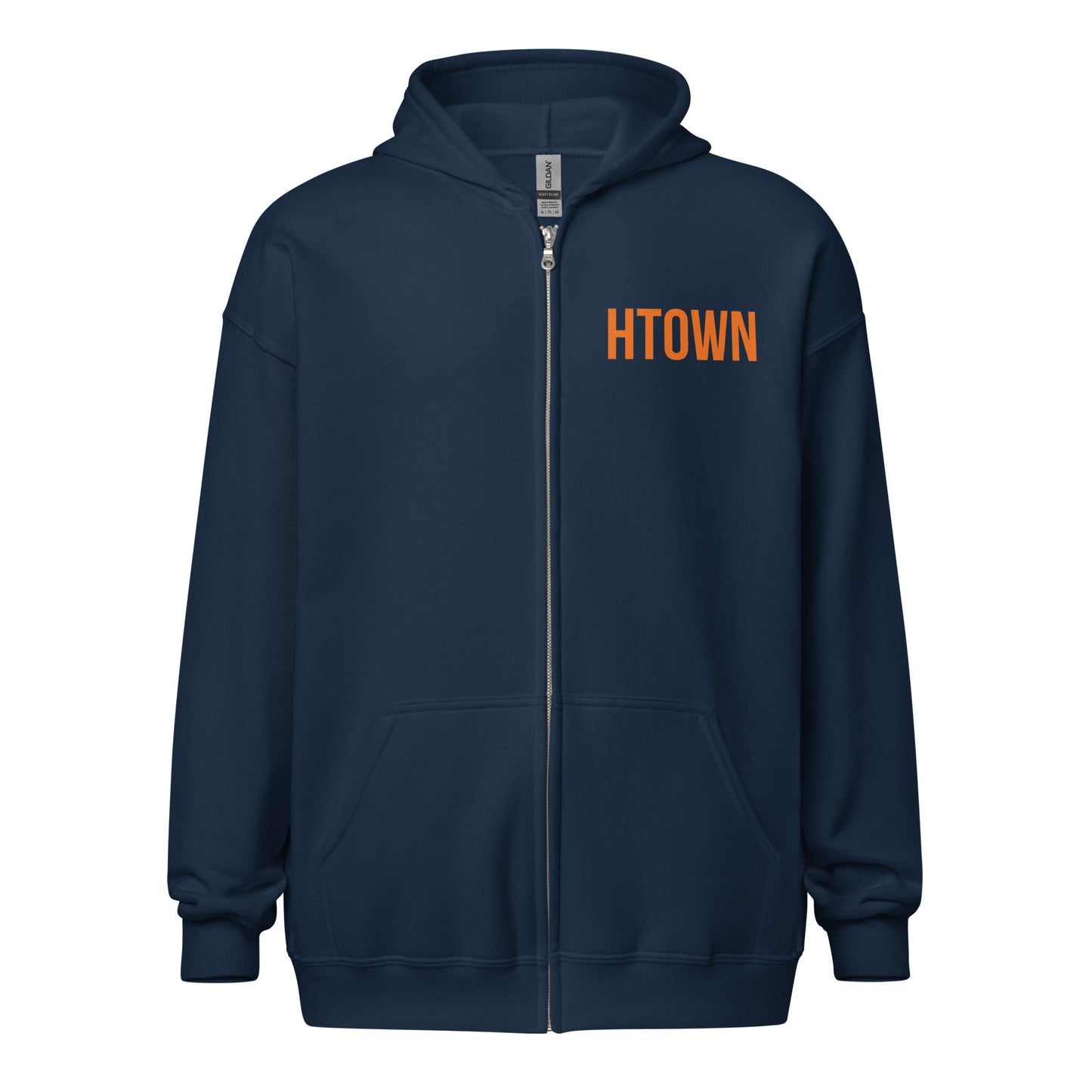 HTOWN Orange and Navy Unisex Heavy Blend Zip Hoodie