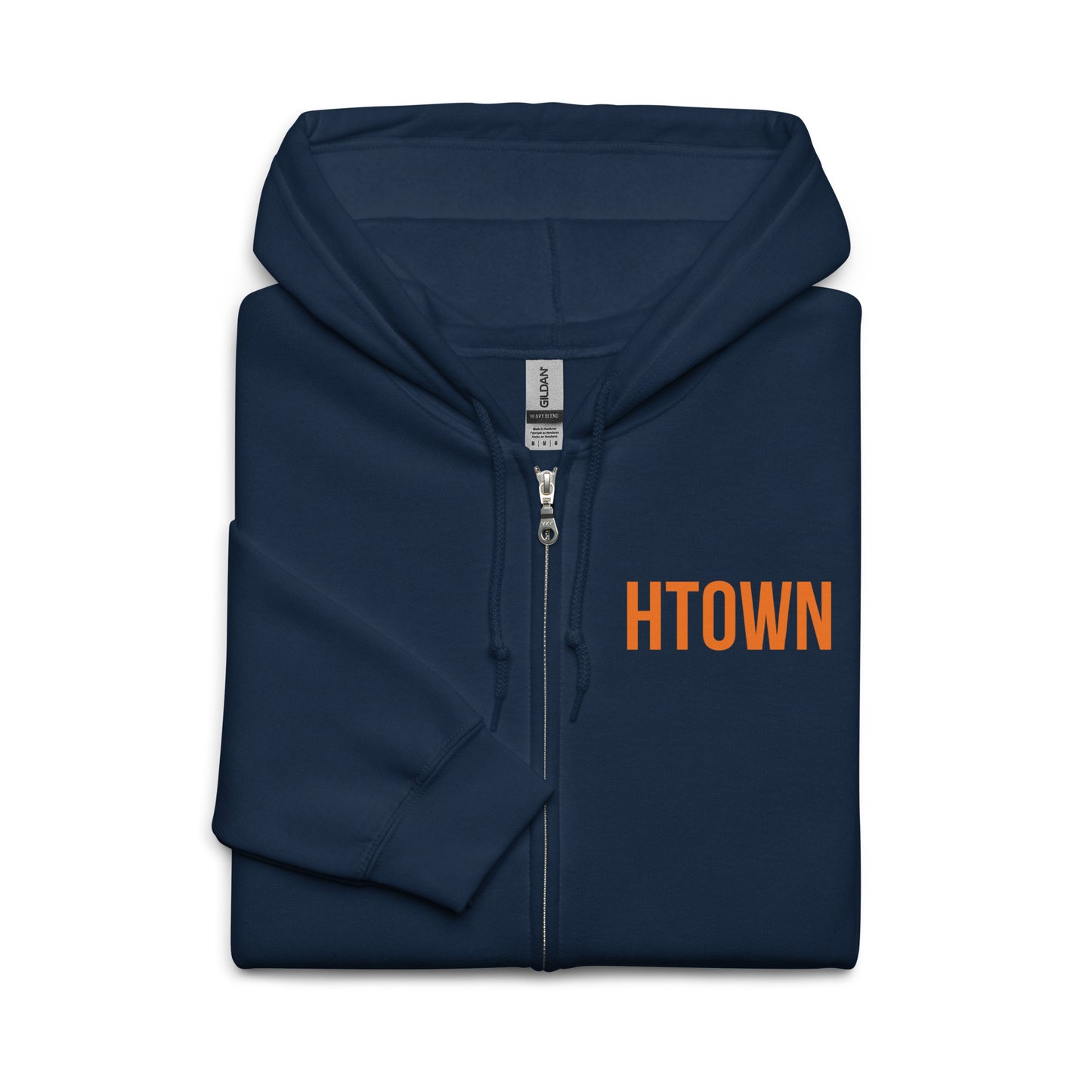 HTOWN Orange and Navy Unisex Heavy Blend Zip Hoodie